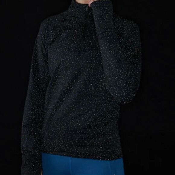 Athleta Whistler Half Zip Quick Dry Fitted Pullover, Black & Spots Women’s Small - Picture 4 of 13